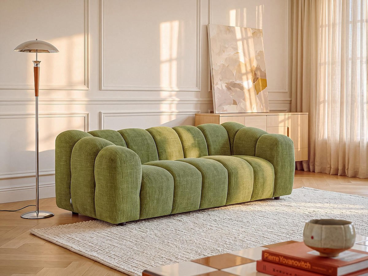 SOFA - 3 Personen - stoff - grün Nelimar - Grün, Kunststoff/Textil (220/73/96cm) - Vente-Unique