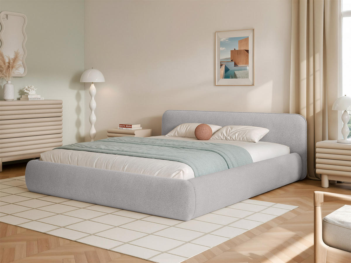 POLSTERBETT Taftan 120x200 cm, Silber - Hellgrau, Textil (200/120cm) - Fedve