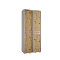 SCHWEBETÜRENSCHRANK 235,2/100/45 2-türig - Silberfarben/Eiche Artisan, Holz/Metall (100/235/45cm) - Abiks Möbel