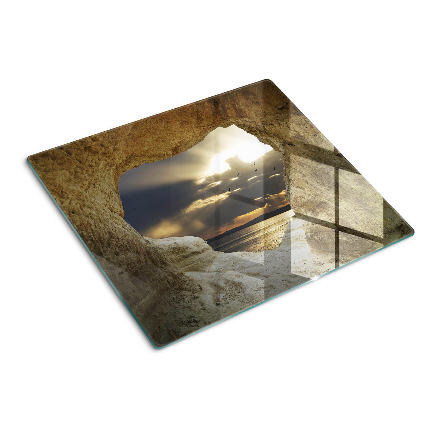 Tulup Glasplatte Beige 60x0.4x52 cm