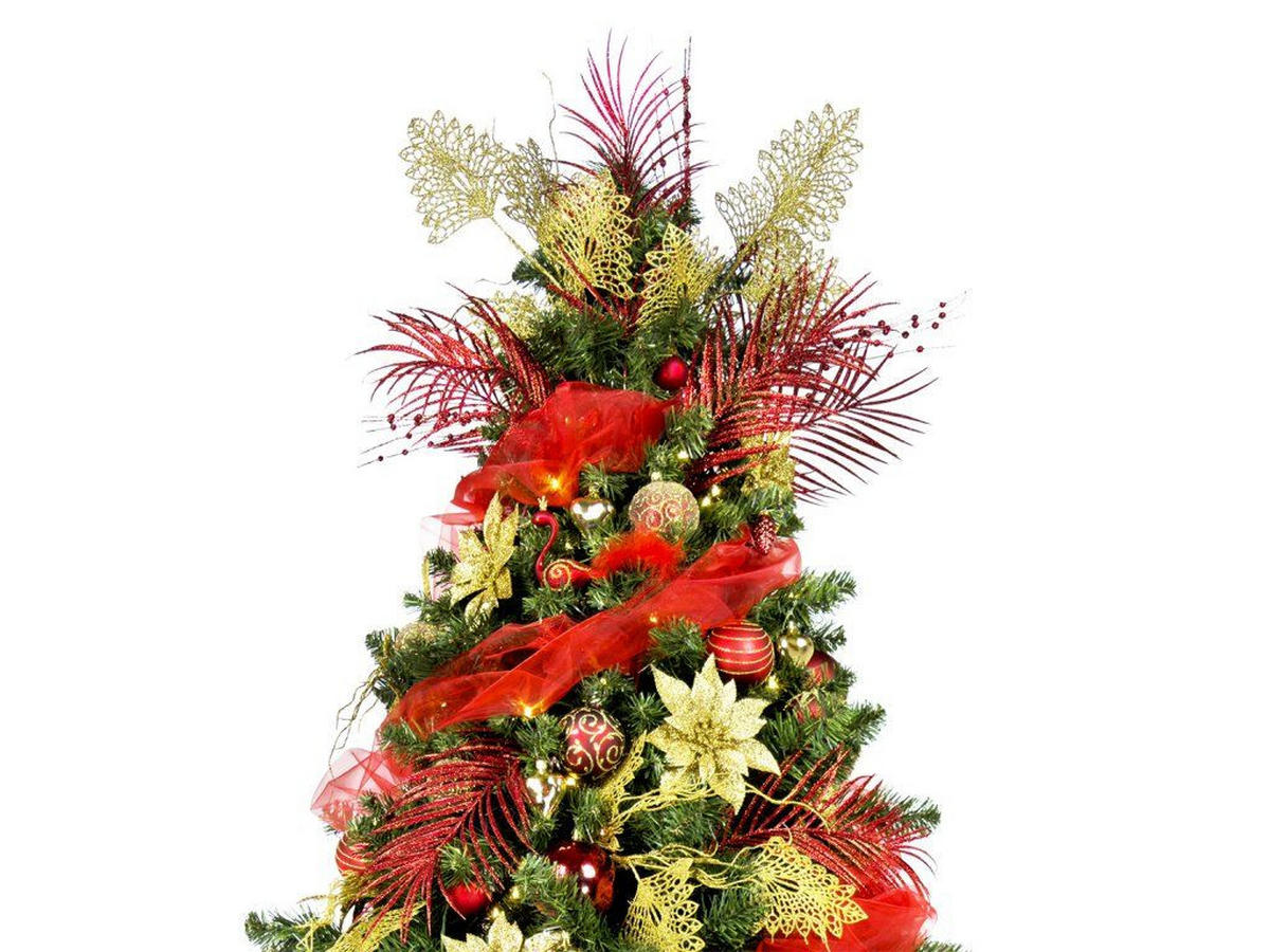WEIHNACHTSBAUMSCHMUCK-SET PREMIUM CAESAR, 152-teilig, für Weihnachtsbäume 120–210 cm, inkl. Aufbewahrungsbox - Rot/Goldfarben, Glas/Kunststoff (55/50/75cm) - LAALU