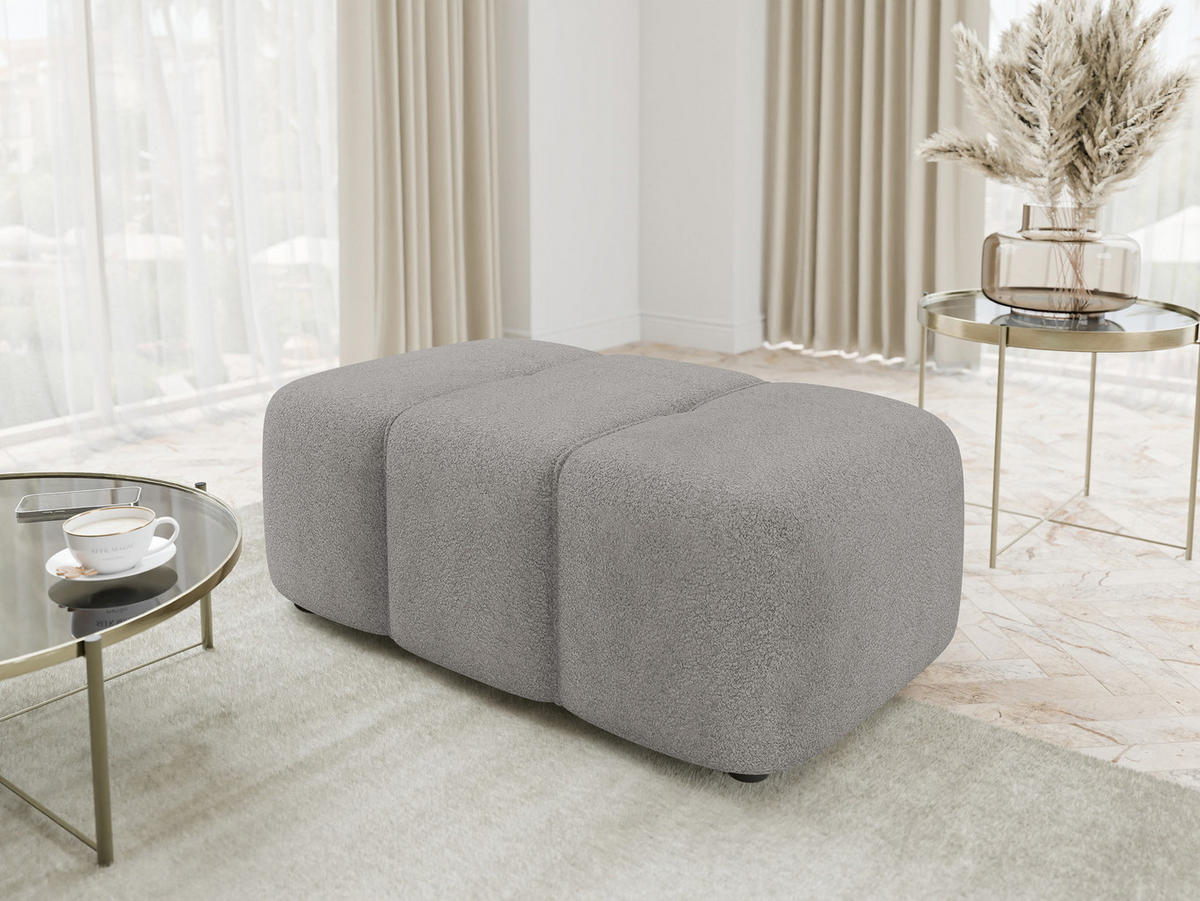 POLSTERHOCKER Furyn Boucle - Schwarz/Grau, Holzwerkstoff/Kunststoff (93/38/62cm) - MIRJAN24