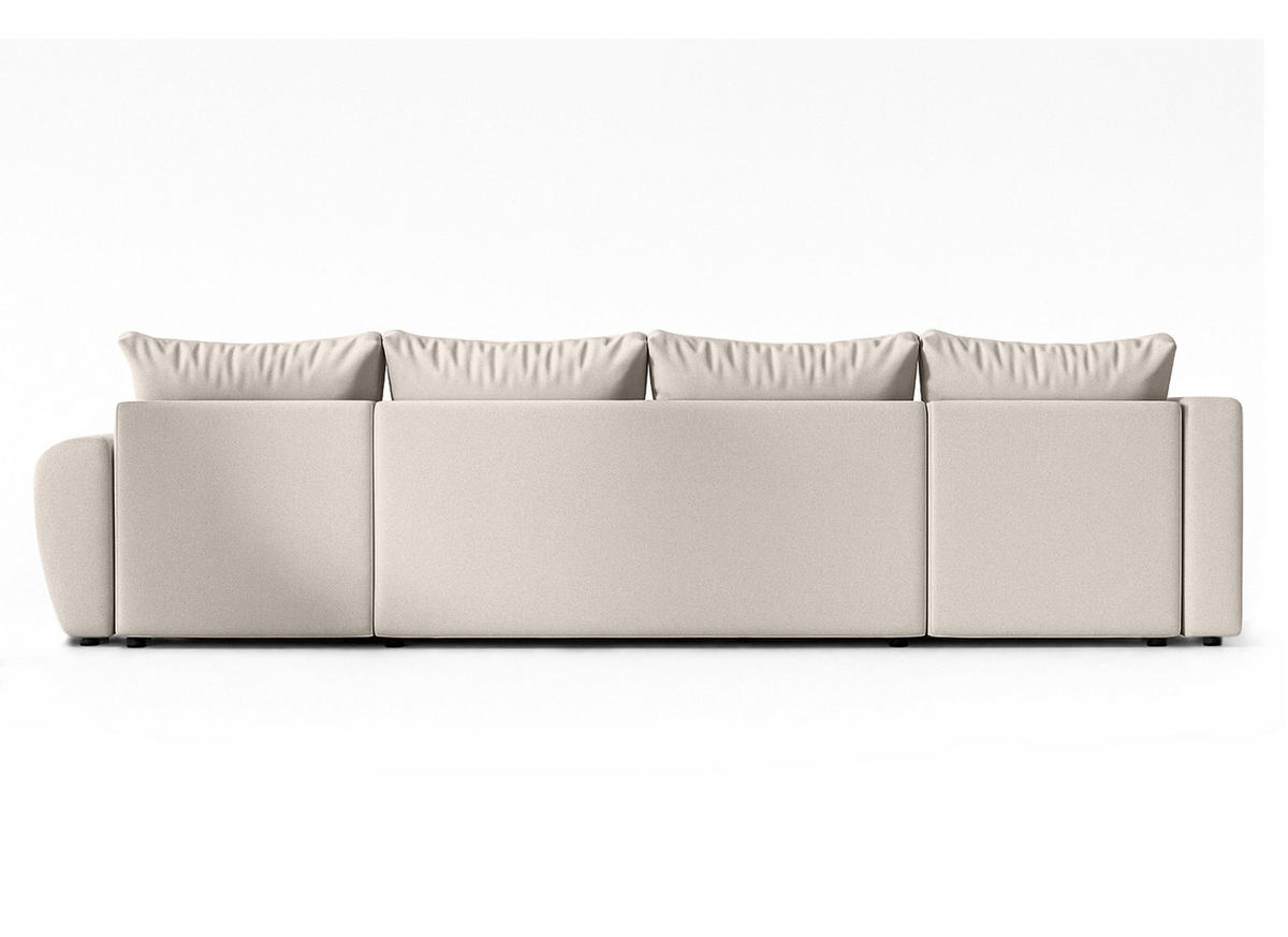WOHNLANDSCHAFT Malatya U Form MAX Beige 311/145/80 cm mit Schlaffunktion - Beige/Schwarz, Kunststoff/Textil (303/80/208cm) - AX Living