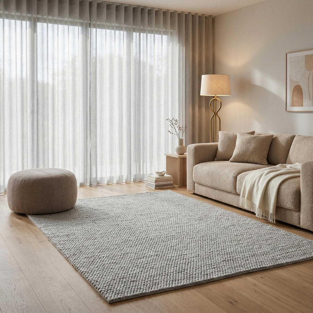 WOLLTEPPICH WOOLY 200/290 cm silber - Silberfarben, Naturmaterialien (200/290cm) - Consilio Concept