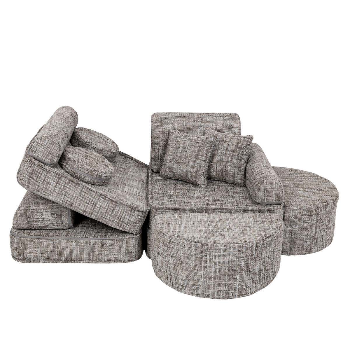KINDERSOFA, Pocket Max, Tangle, Marshmallow Beige - Hellbraun, Textil (120/25/60cm) - MeowBaby