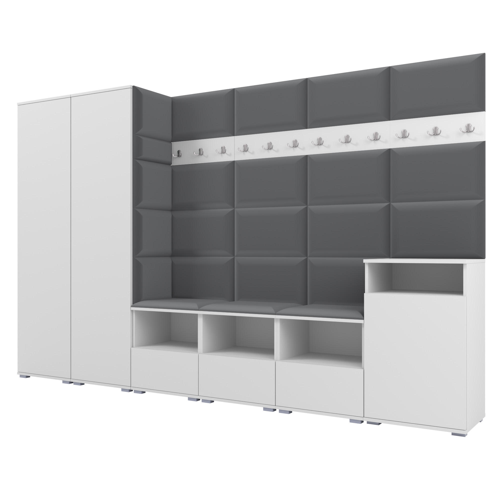 Ravio Garderobe Weiß, Dunkelgrau 300x187x40 cm