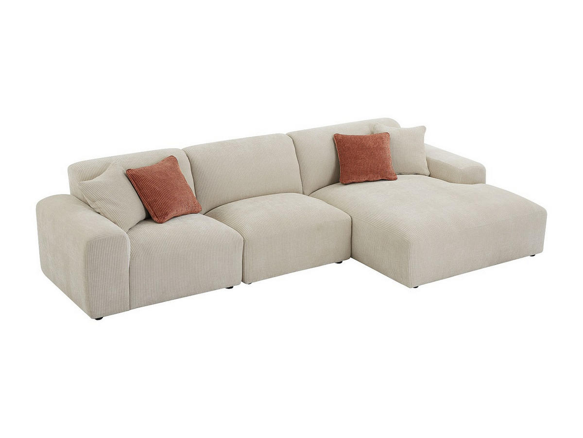 SOFA - 6 Personen - samt - beige Tirono - Beige, Kunststoff/Textil (325/80/165cm) - Vente-Unique