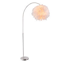 LED STEHLEUCHTE Metall Weiß Feder-Lampenschirm - Weiß, Kunststoff (96/96/196cm) - Globo Lighting