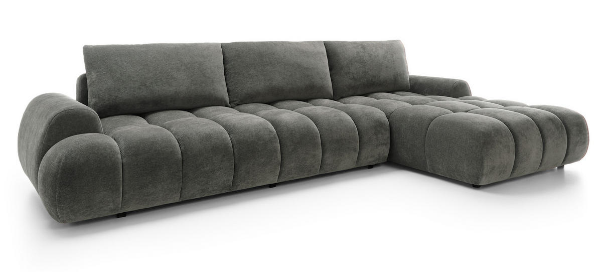 ECKSOFA 340 cm Valerio II, Schlaffunktion, Bettkasten, Rechts, Dunkelgrau - Dunkelgrau, Holz (177/340cm) - Emporius