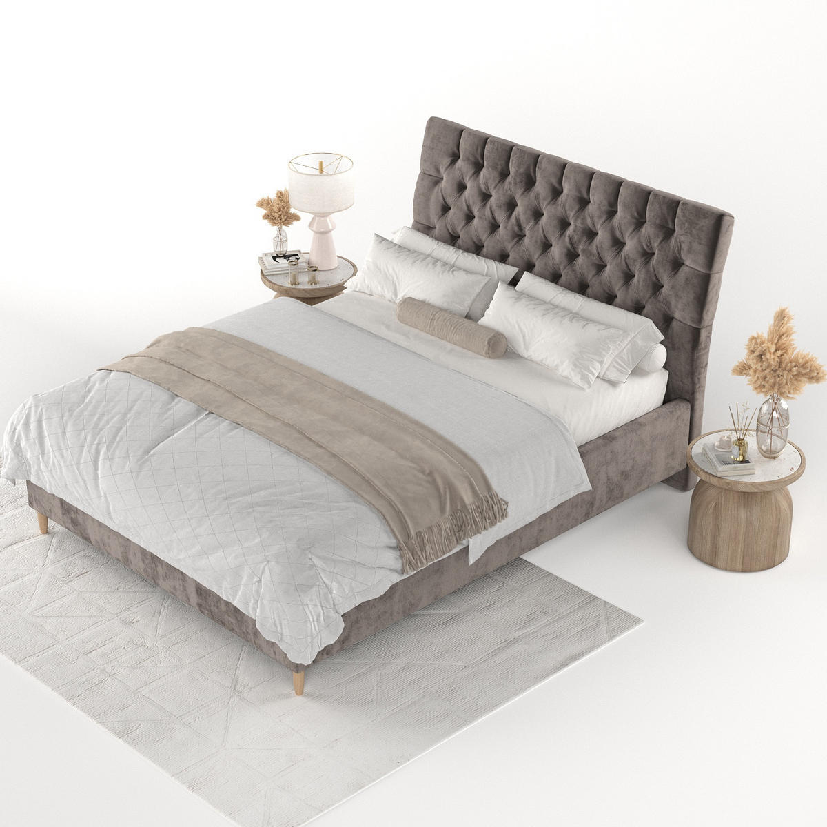 POLSTERBETT Lira 180/200 cm Braun im Lotta Stoff - Naturfarben/Braun, Holz/Holzwerkstoff (180/200cm) - AltaBeds