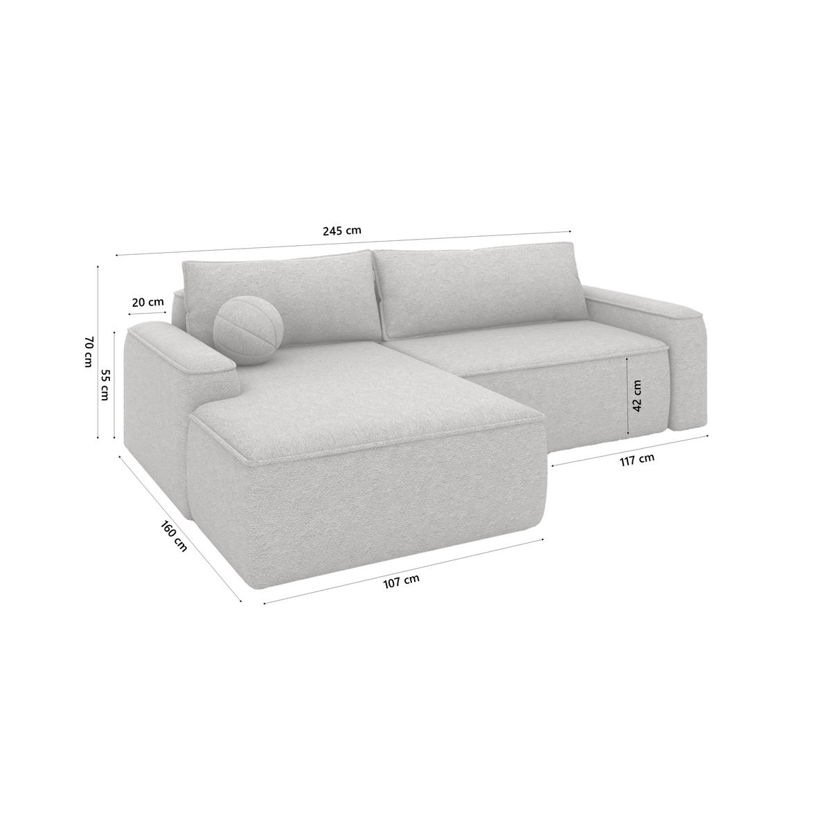 ECKSOFA OTATTI mit Schlaffunktion, Hellgrau - Hellgrau, Textil (245/160cm) - Fedve