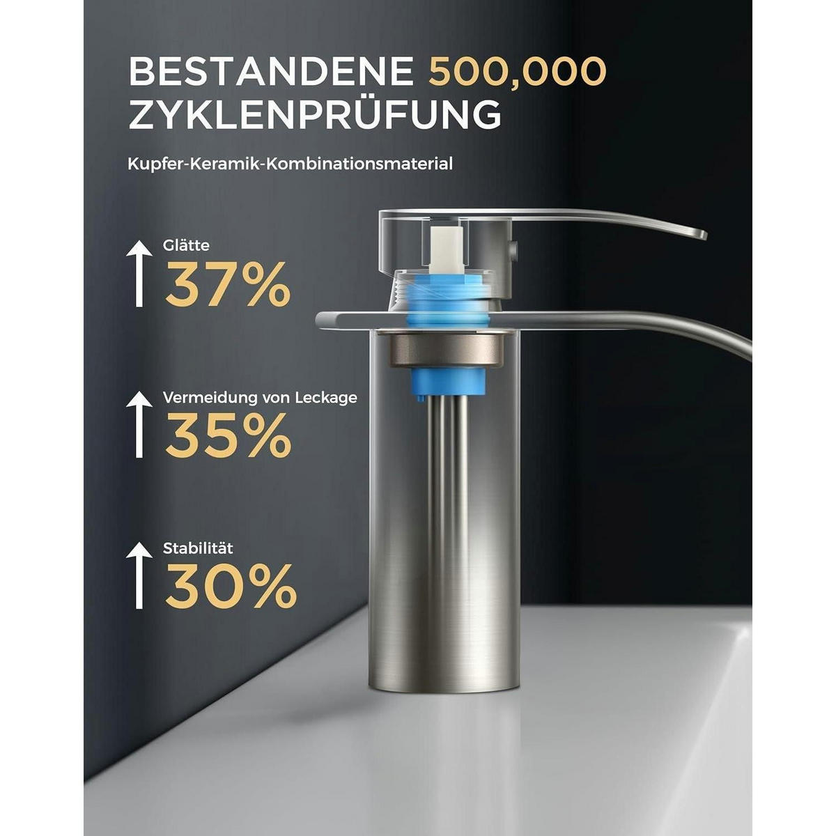 WASCHTISCHARMATUR Wasserfall Edelstahl 80 mm - Silberfarben, Metall (12.7/7.5/14.2cm)