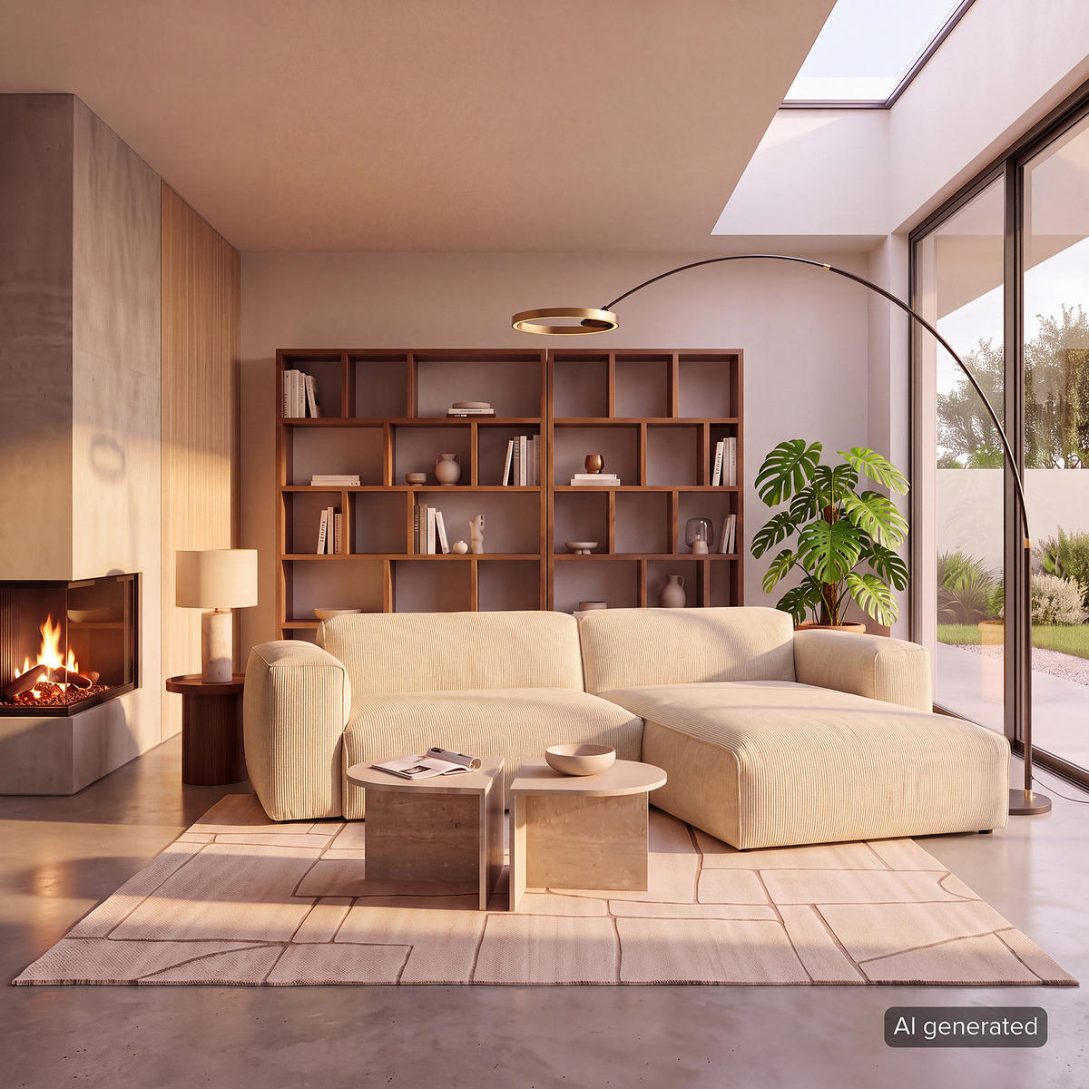 1,5-SITZER ECKSOFA mit Longchair - Beige/Schwarz, Kunststoff/Textil (260/173cm) - home24