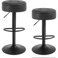 BARHOCKER 2er Set, drehbar, Kunstleder, Anthrazit - Anthrazit/Schwarz, Kunststoff/Metall (39/60.5/39cm) - Woltu