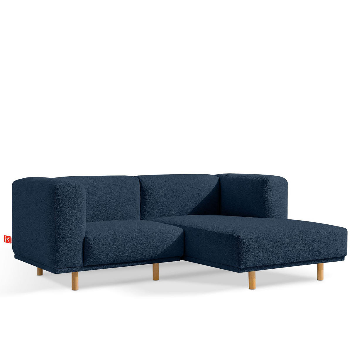 ECKSOFA-RECHTS FOSERO, Bouclé - Buchefarben/Dunkelblau, Holz/Holzwerkstoff (204/155cm) - KONSIMO®