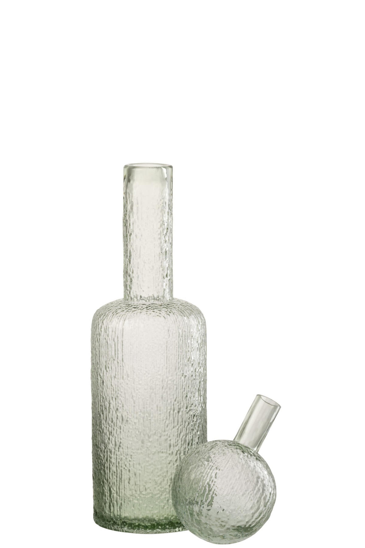 DEKOOBJEKT FLASCHE RELIEF Grün - Grün, Glas (12.5/49.5/12.5cm) - J-Line