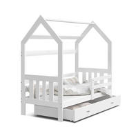 KINDERBETT ALA Hausbett 160x80cm mit Schublade und Matratze Weiß - Weiß, Holz (80/160cm) - Luxkor24