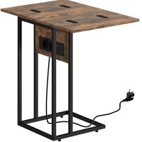 BEISTELLTISCH klappbar mit Ladestation 39 x 29/58 x 57 cm Braun Schwarz - Braun, Holz (39/29/57cm) - Meubliv