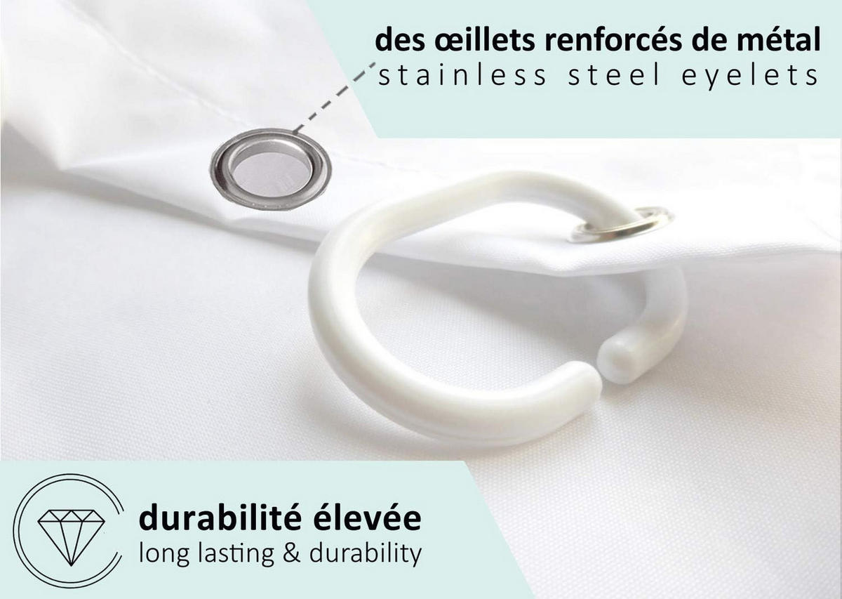 DUSCHVORHANG Stoff Polyester dick maschinenwaschbar schimmelresistent wasserdicht inklusive Haken - Gelb, Textil (180/180cm) - MCBOSON