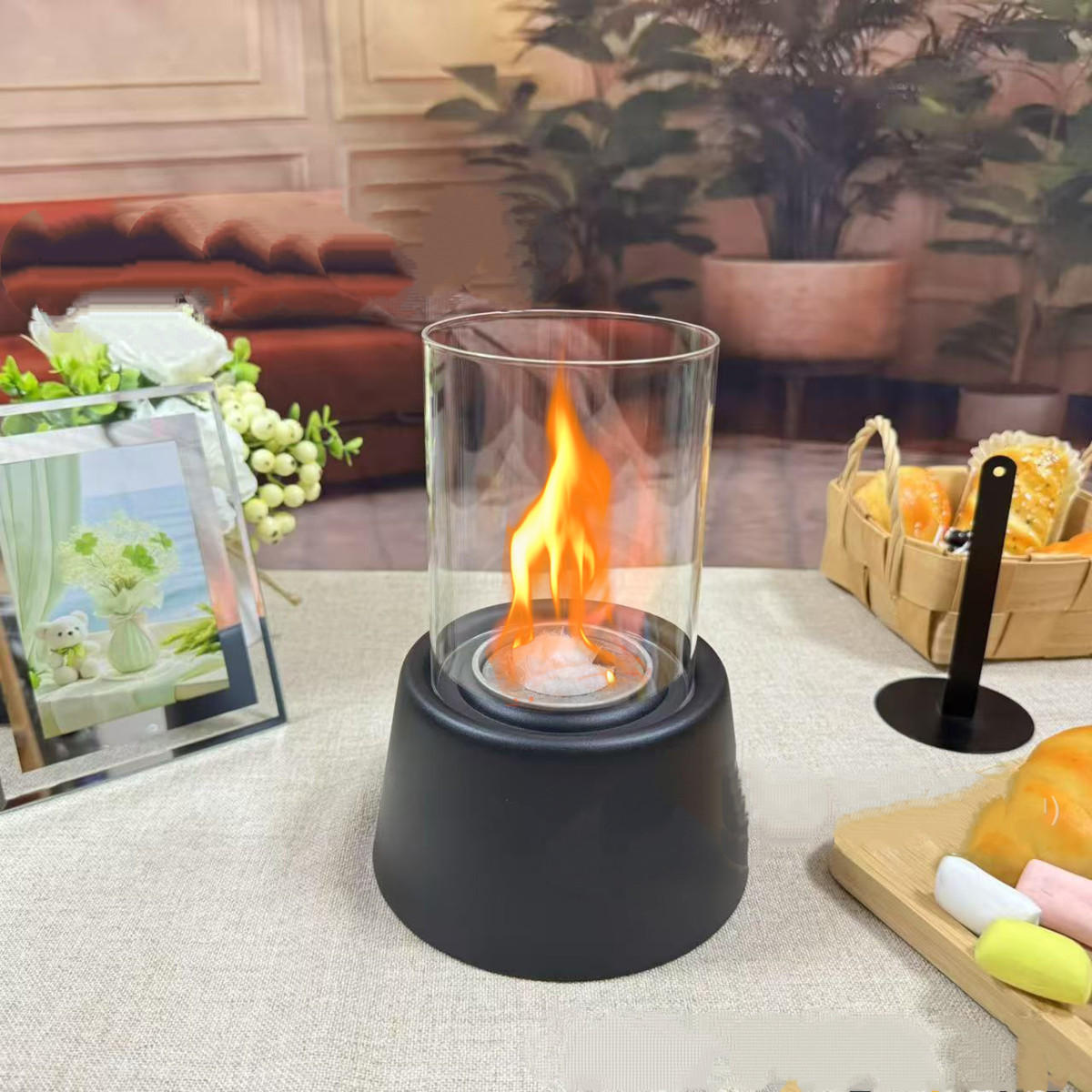 BIOETHANOL-KAMIN Weiß 14.8/14.8/20.5 cm - Schwarz, Metall (14.8/20.5/14.8cm) - Authentics