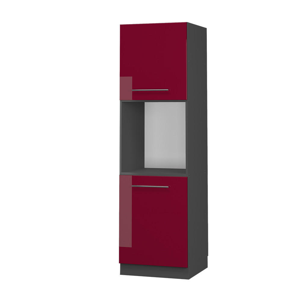 HERDUMBAUSCHRANK Fame-Line Bordeaux Hochglanz 60 cm offen - Bordeaux/Anthrazit, Holzwerkstoff (60/206.8/58cm) - Vicco
