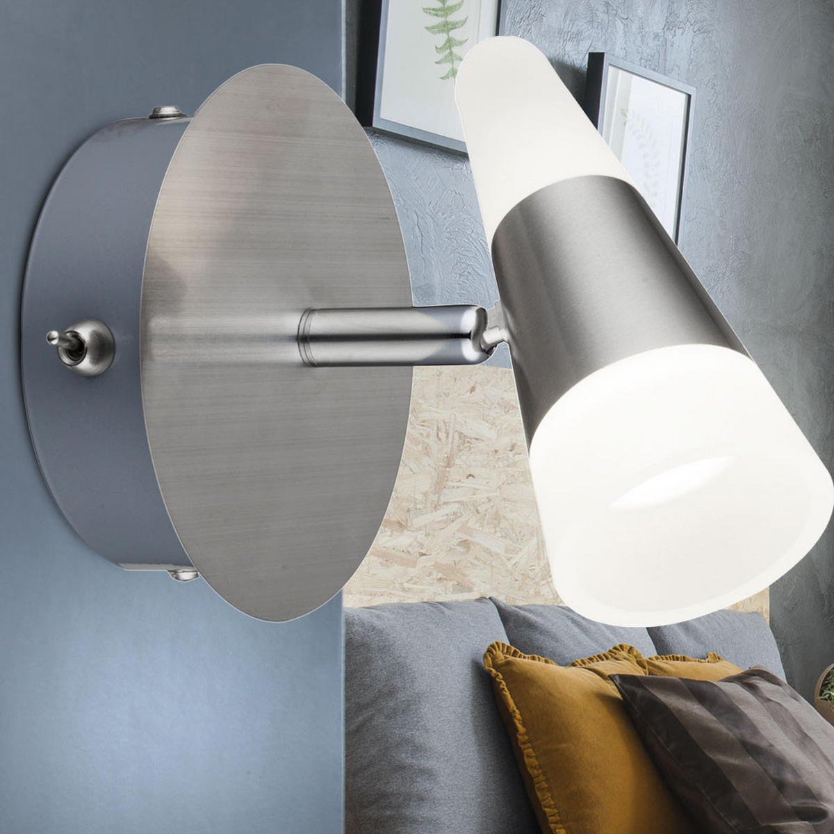 LED WANDLEUCHTE FRISO Metall Silber 2er Set - Silberfarben, Metall (12/14/13cm) - Globo Lighting