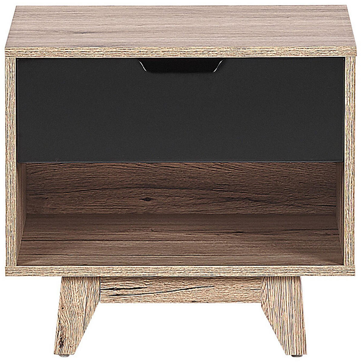 NACHTTISCH heller Holzfarbton/schwarz Spencer - Hellbraun/Schwarz, Holzwerkstoff (50/46/40cm) - Beliani