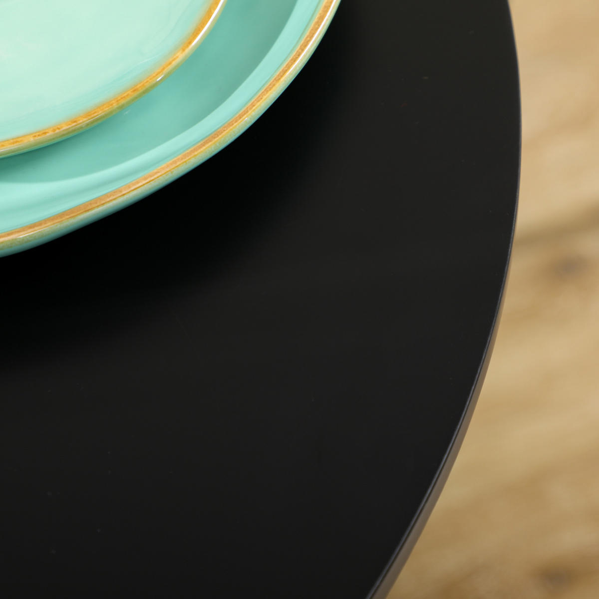 ESSTISCH 70/70/75 cm schwarz platzsparend mit rutschfestem Fuß aus Stahl und MDF - Schwarz, Metall (70/70/75cm) - OKWISH