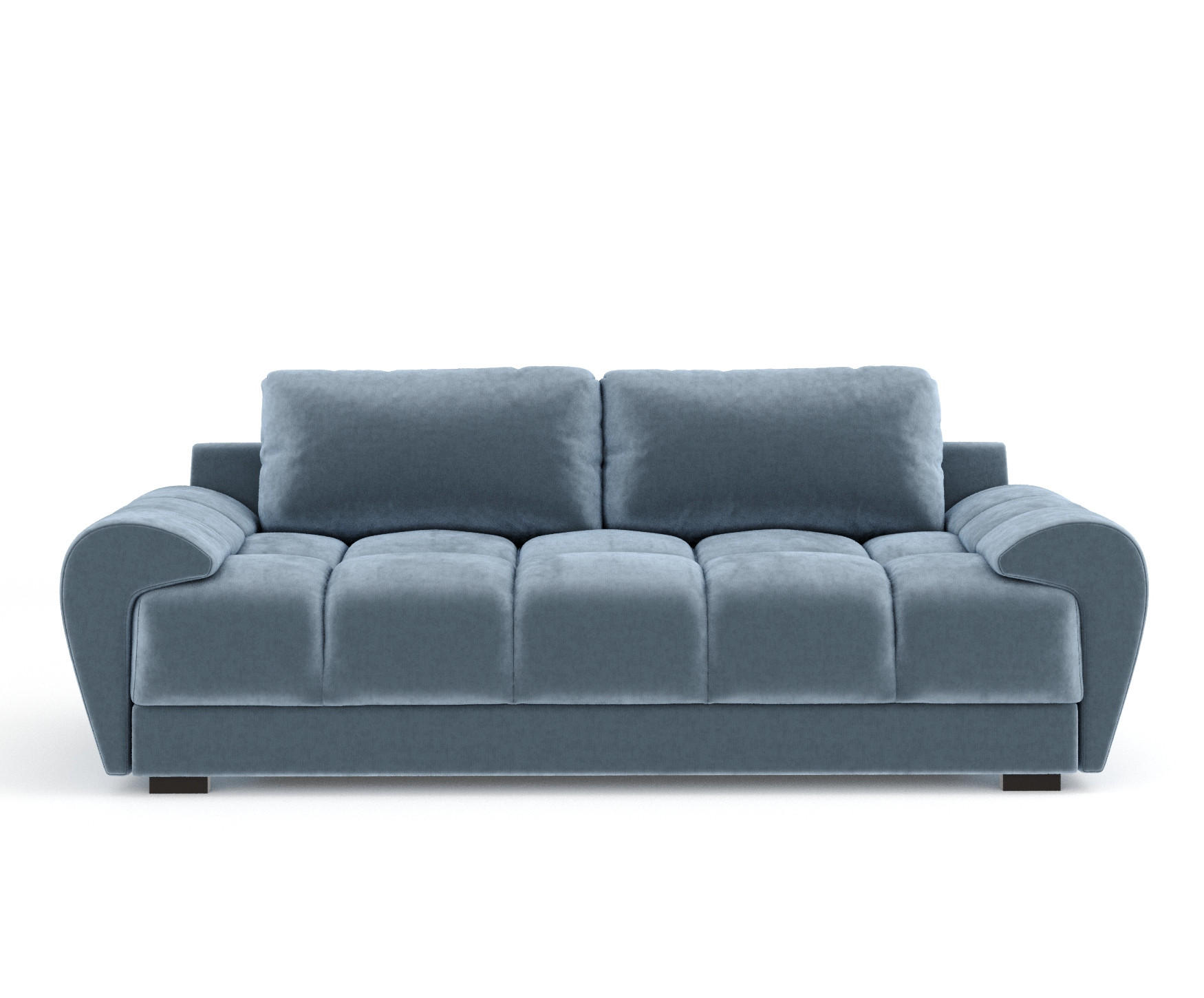 3-SITZER SOFA Peebles Blau Samtstoff - Blau/Schwarz, Holz/Holzwerkstoff (244/90/101cm) - Maison de Reve