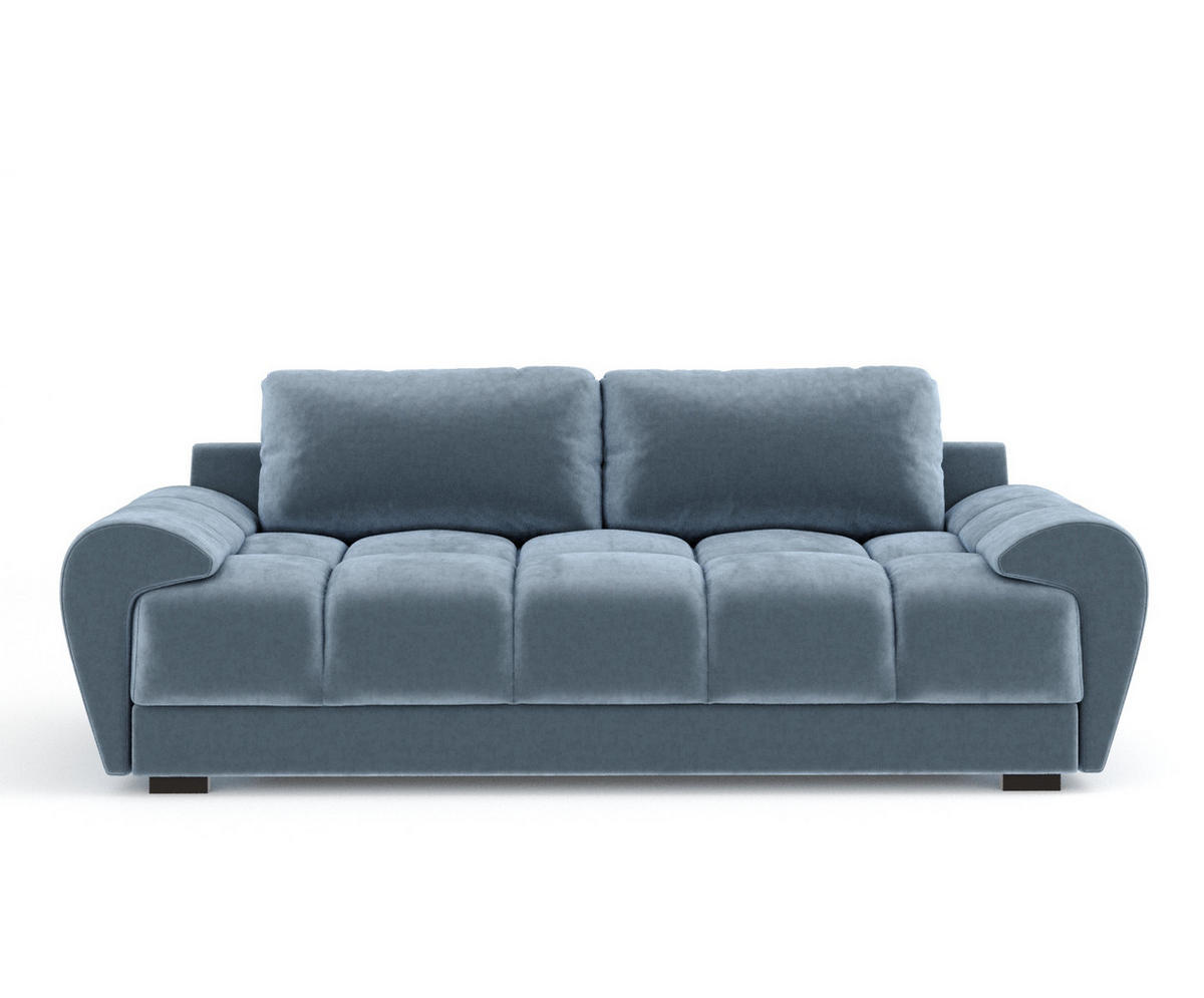 3-SITZER SOFA Peebles Blau Samtstoff - Blau/Schwarz, Holz/Holzwerkstoff (244/90/101cm) - Maison de Reve