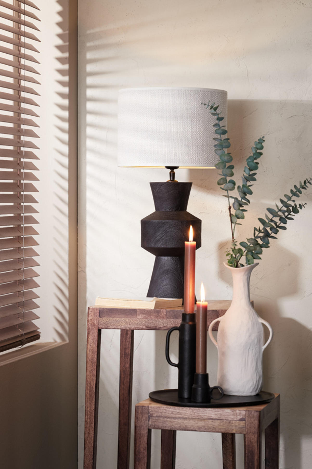 LAMPENSCHIRM Saverna Weiß Ø30/21 cm - Weiß, Textil (30/30/21cm) - Light & Living