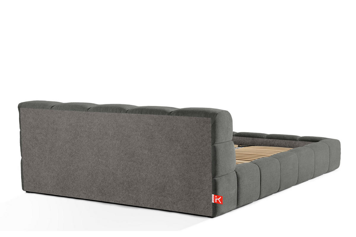POLSTERBETT AERI 140/160/180/200 mit Rahmen und Bettkasten, grau - Grau, Holz/Holzwerkstoff (200/200cm) - KONSIMO®
