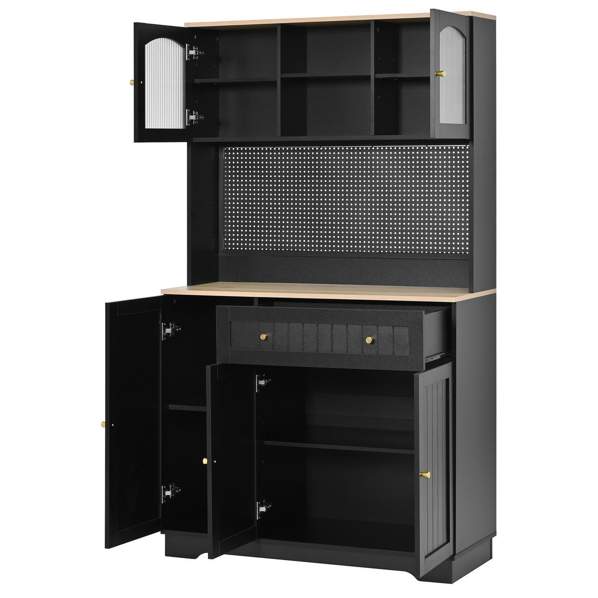 VITRINE 103.5x40x180cm Schwarz mit verstellbaren Böden - Schwarz, Holzwerkstoff (103.5/180/40cm) - FLIEKS