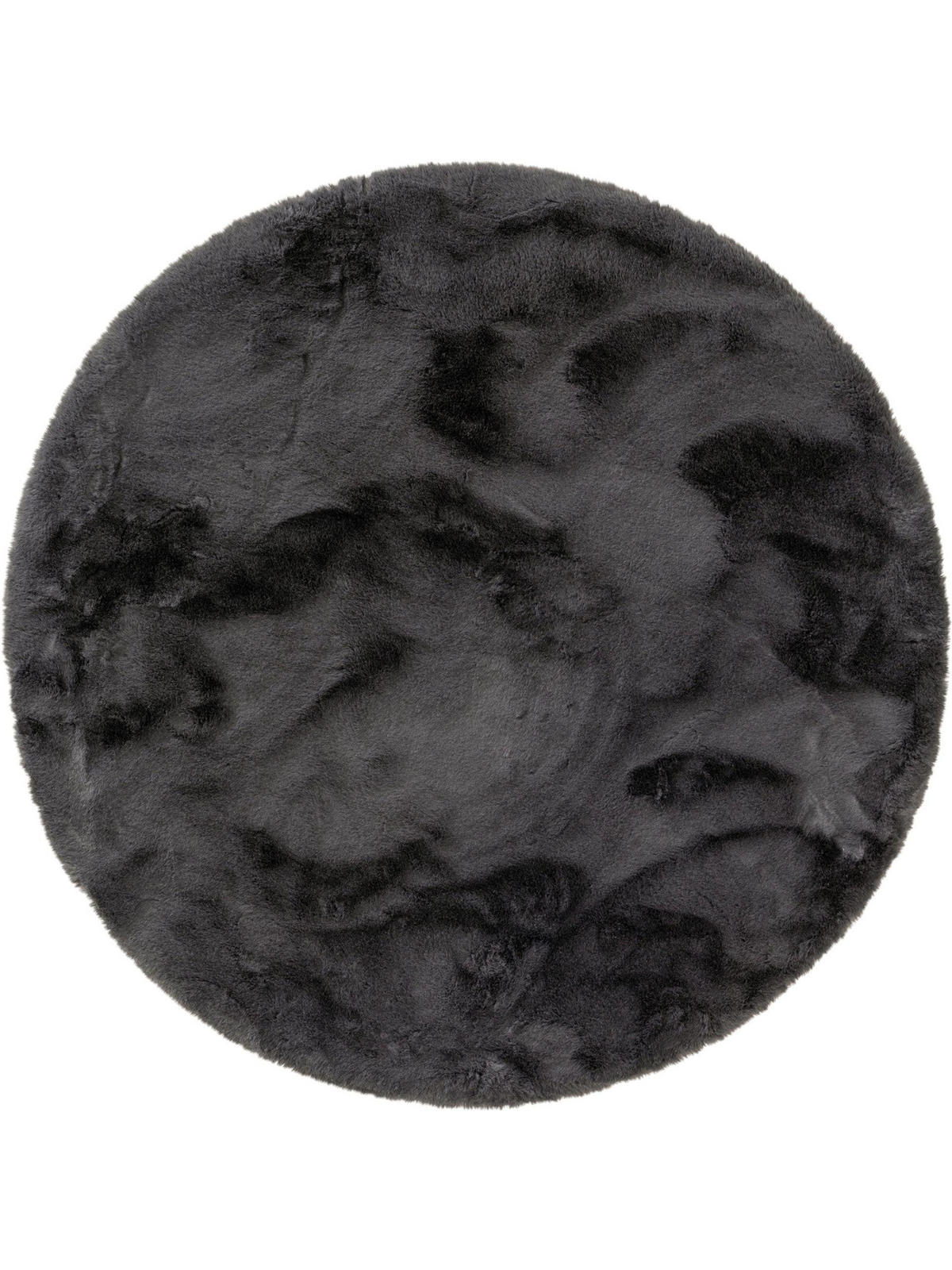 KUNSTFELL-TEPPICH Dave Anthrazit ø 80 cm rund - Anthrazit, Textil (80/80cm) - benuta Nest