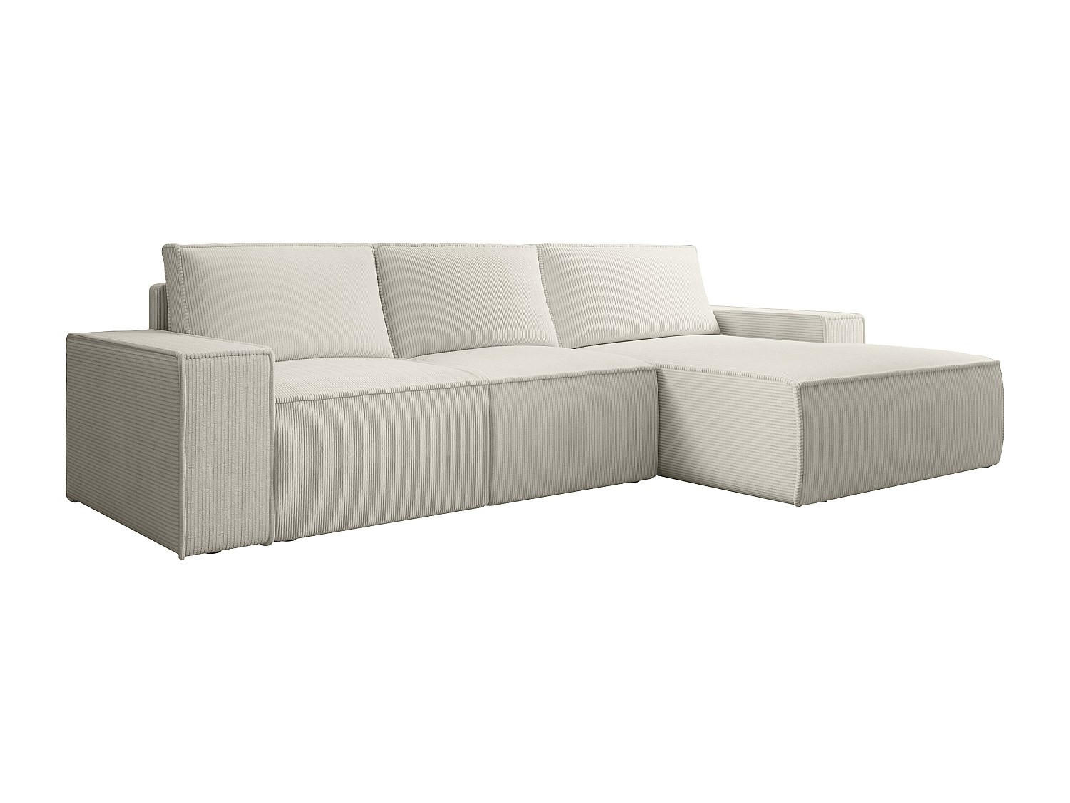 ECKSOFA mit Schlaffunktion - Ecke rechts - Cord - Beige - AMELIA - Beige, Textil (297/167cm) - Vente-Unique