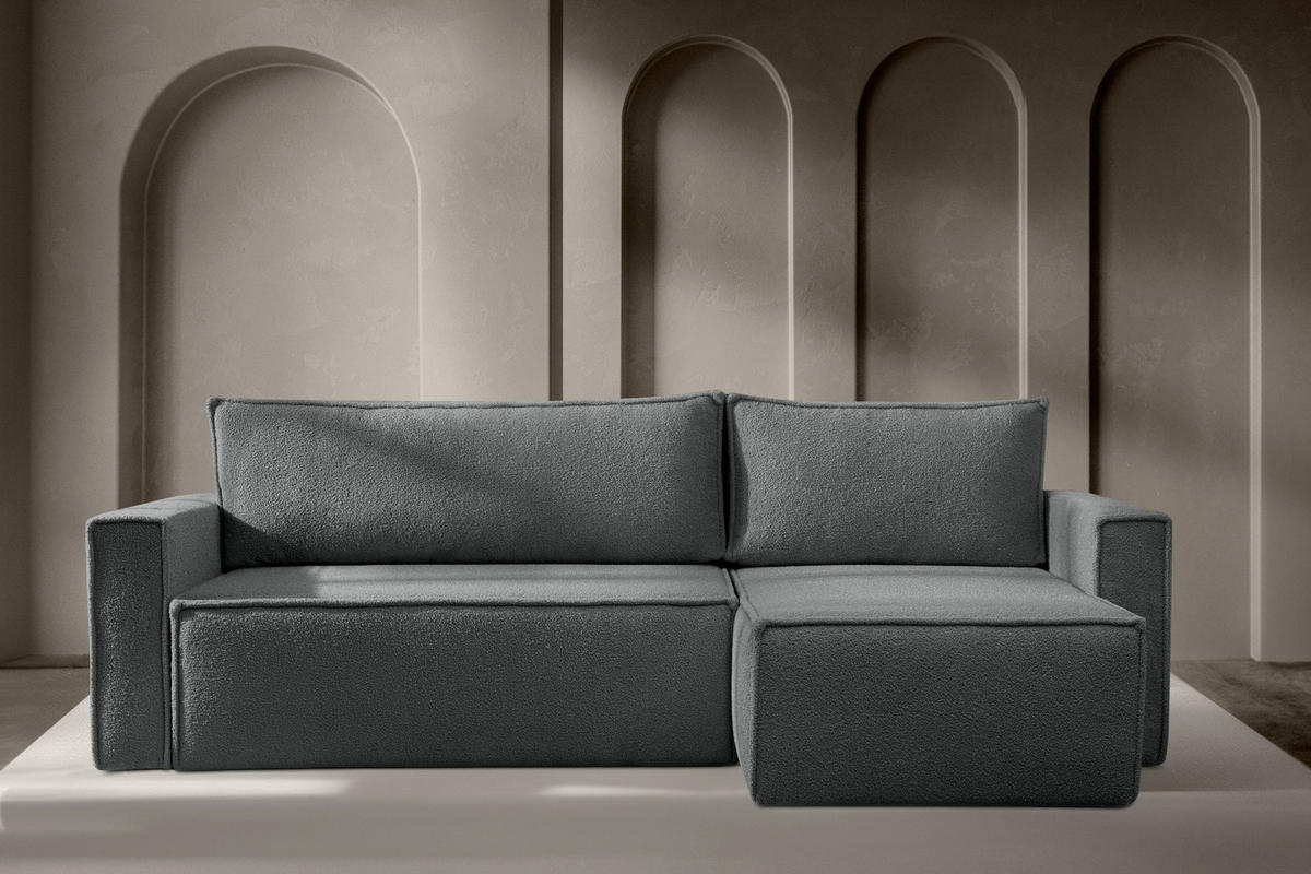 ECKSOFA-LINKS/RECHTS NAPI II mit Schlaffunktion, graphit - Graphitfarben, Textil (246/148cm) - KONSIMO®