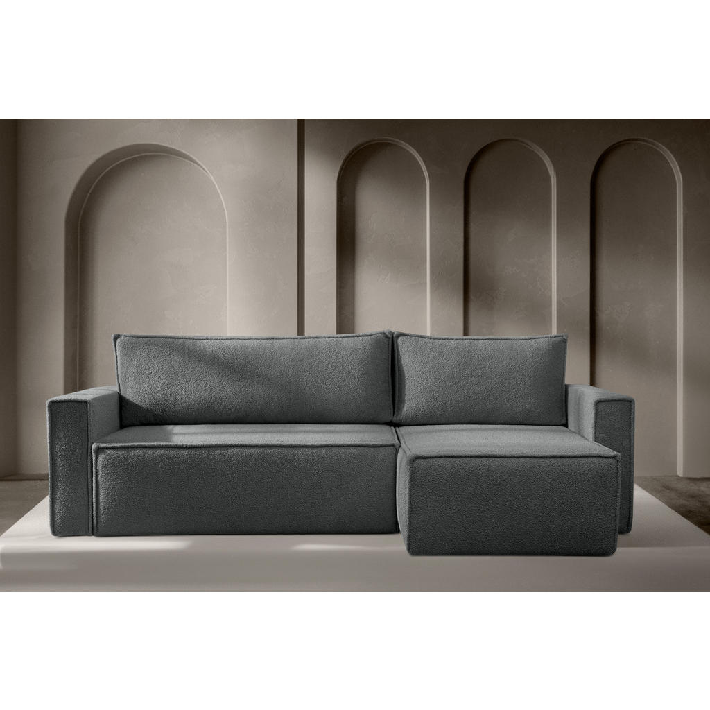 Thumbnail - Konsimo® Ecksofa-Links/Rechts, Graphit, Textil, L-Form, seitenverkehrt montierbar,L-Form, 246x148 cm, FSC 100%, Hergeste...