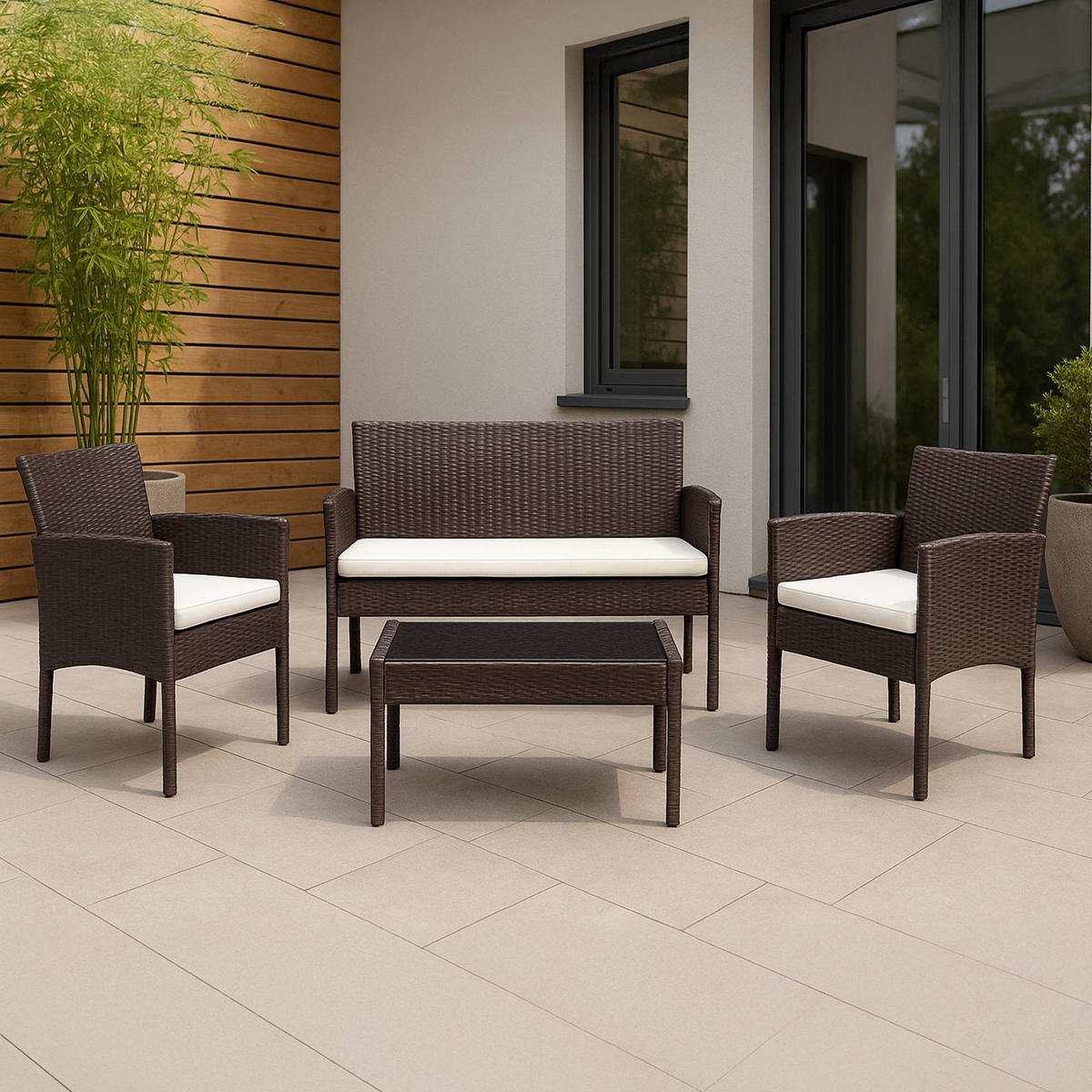 GARTENSITZGRUPPE Metall Braun (4-teilig) - Braun, Metall - CLP