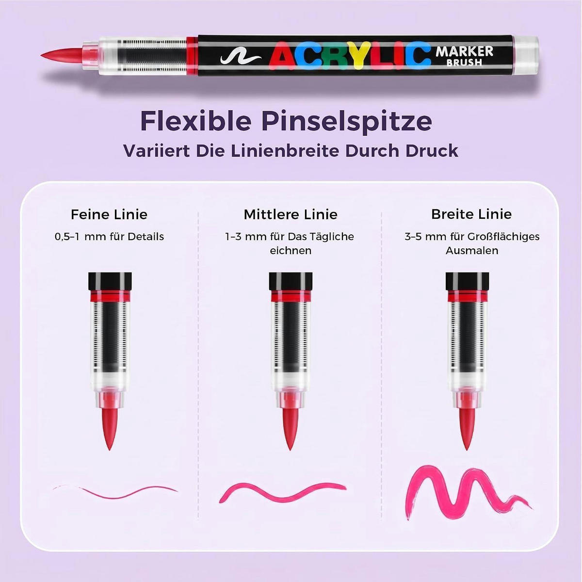 ACRYLSTIFTE Set 72 Farben Pinselspitze - Multicolor, Kunststoff (15.1/5.4/20.1cm)