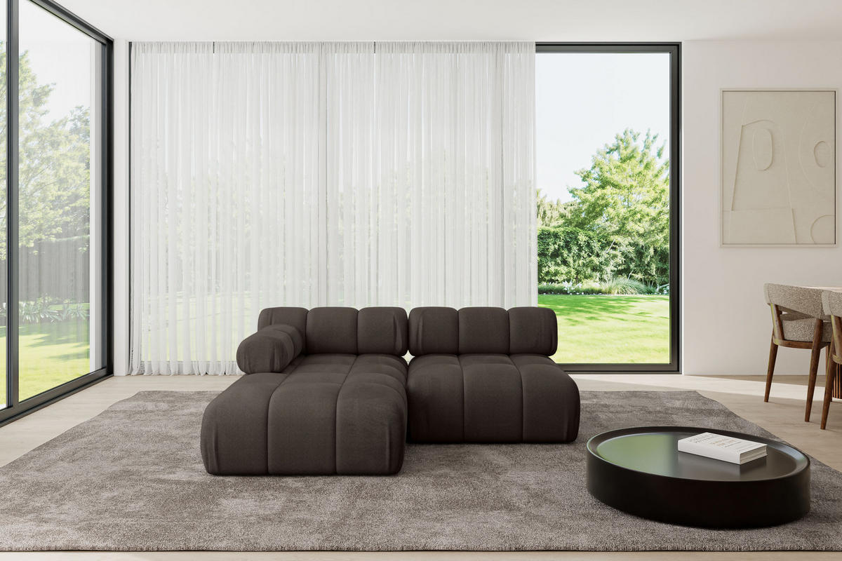 ECKSOFA modulares Sofa Razon-L1 - 190x160x70 cm Braun Velours - Braun, Holzwerkstoff/Textil (190/160cm) - ALTDECOR