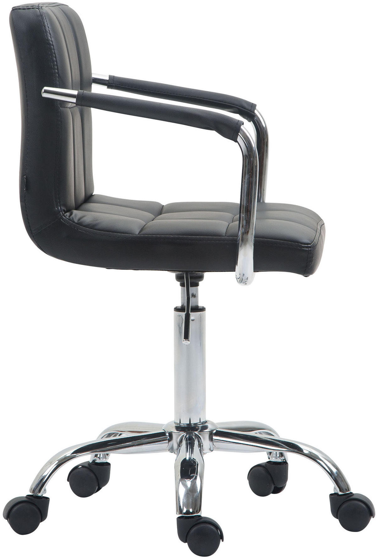 DREHSTUHL Lederlook schwarz - Chromfarben/Schwarz, Textil/Metall (52/76/44cm) - CLP