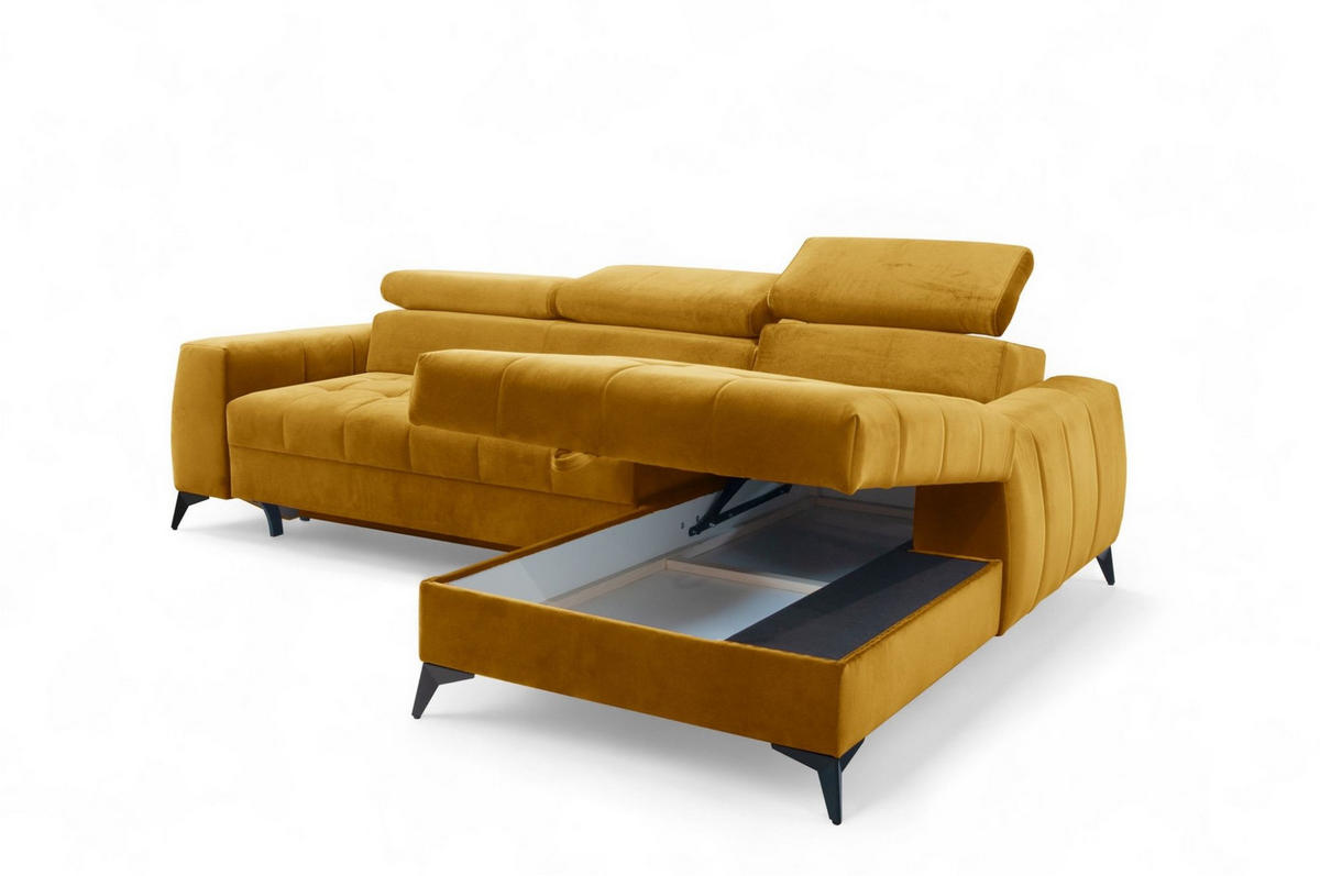 ECKSOFA Agnesa Xs In Salvador - Honig, Holzwerkstoff/Textil (260/200cm) - Fun Möbel