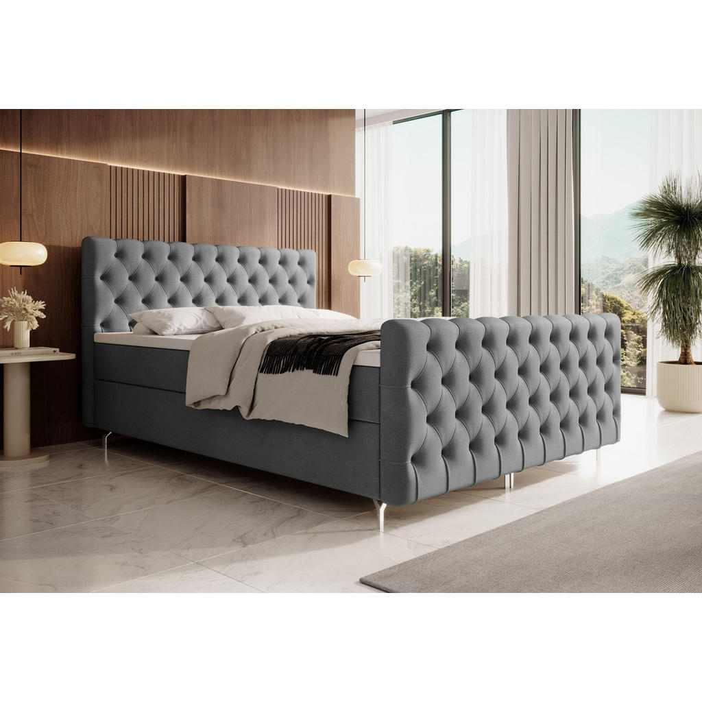 Thumbnail - Bedante Boxbett, Grau, Textil, Höhe ca. 19 cm, 200x200 cm, Oeko-Tex® Standard 100, Schlafzimmer, Betten, Boxspringbetten