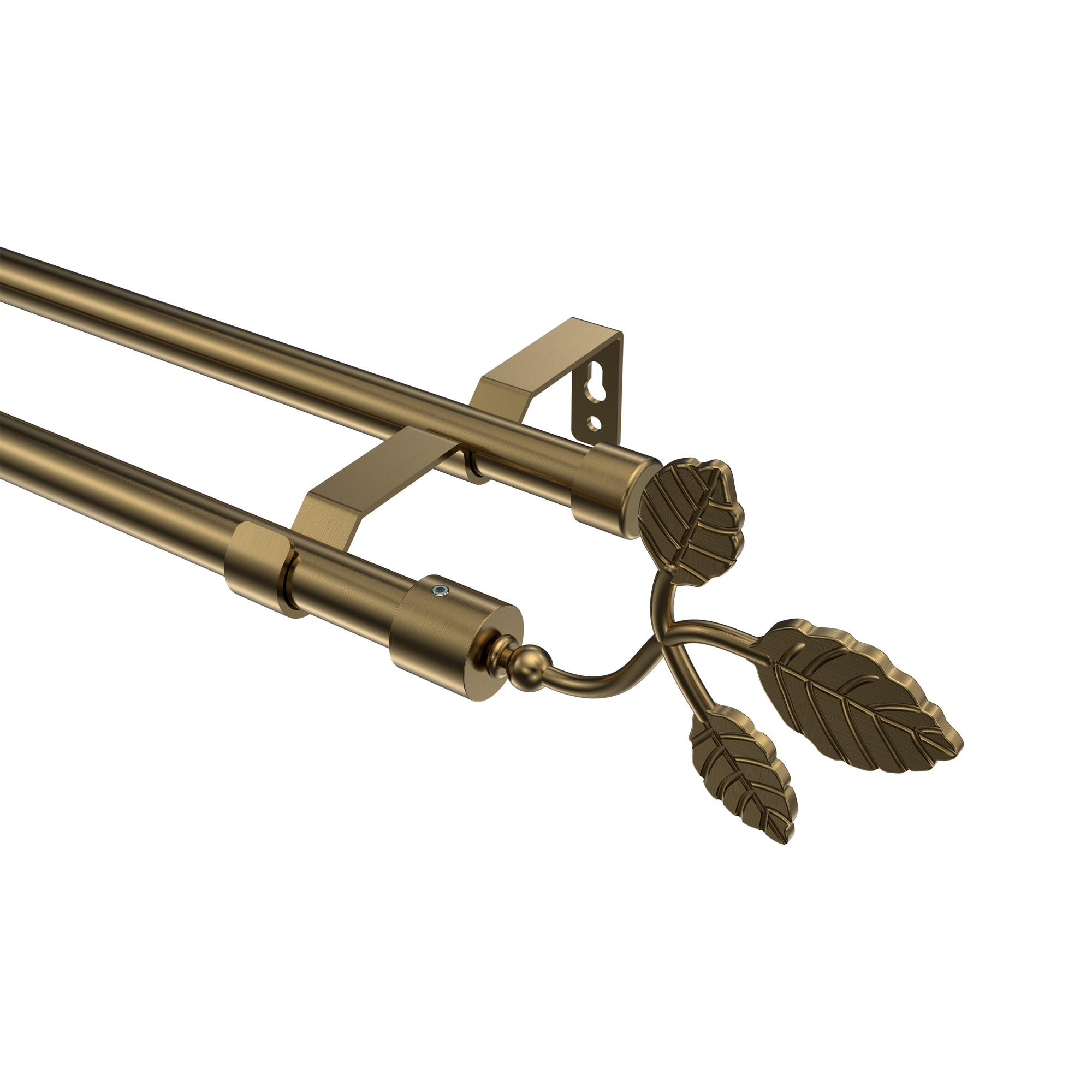 GARDINENSTANGE Olymp Alessia 360 cm (geteilt in 2 x 180 cm), 2-läufig (ohne Ringe), 16 mm Ø Messing Antik - Messingfarben/Bronzefarben, Metall (360cm) - INTERDECO