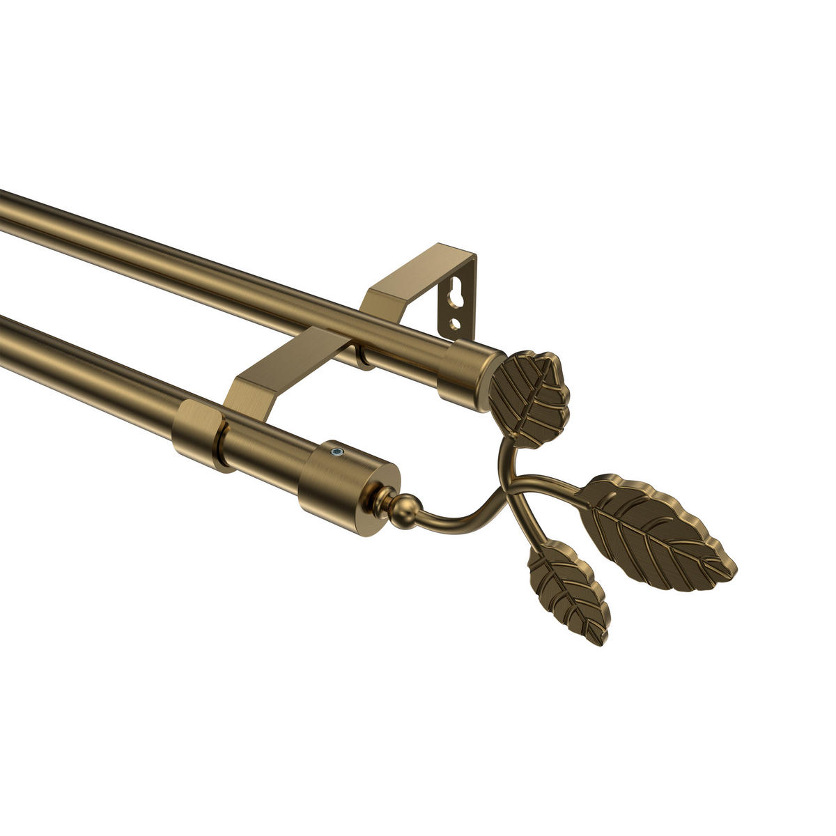 GARDINENSTANGE Olymp Alessia 360 cm (geteilt in 2 x 180 cm), 2-läufig (ohne Ringe), 16 mm Ø Messing Antik - Messingfarben/Bronzefarben, Metall (360cm) - INTERDECO