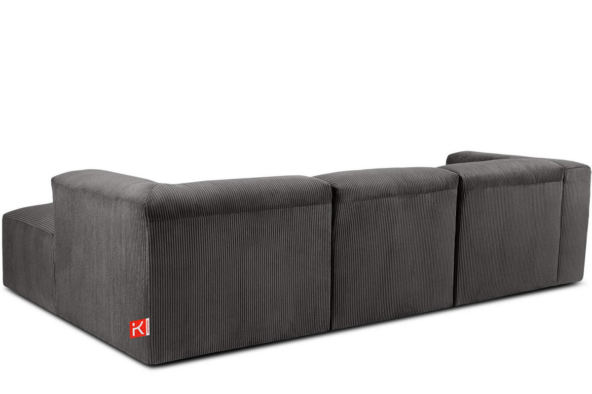 ECKMODULSOFA-RECHTS BUFFO mit extrem weicher und bequemer Sitzfläche, Kordstoff, grau - Grau, Textil (297/180cm) - KONSIMO®