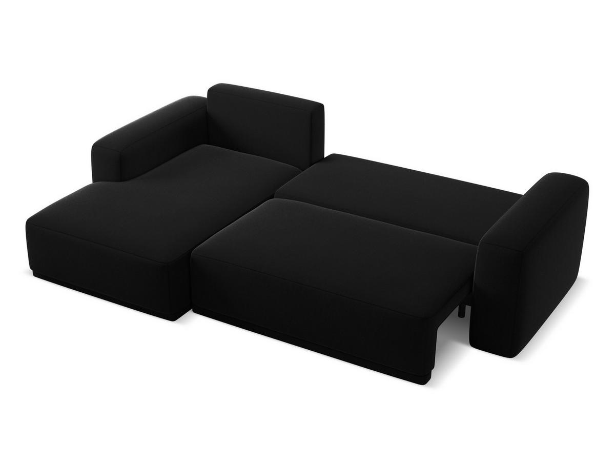 ECKSOFA mit Schlaffunktion Samt Stoff Schwarz - Schwarz, Kunststoff/Textil (258/160cm) - Makamii