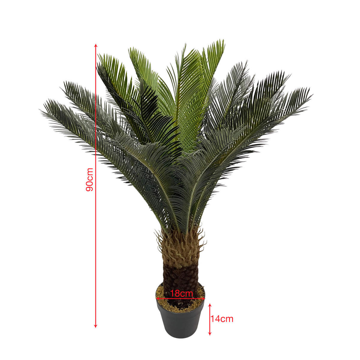 KUNSTPFLANZE Cycas 90 cm - Grün, Kunststoff (90cm)