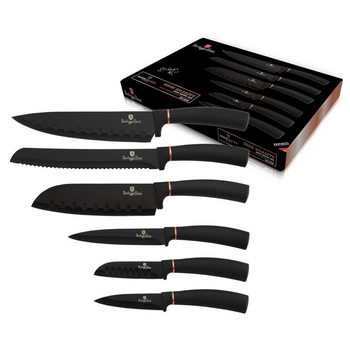 MESSERSET Schwarz 30/10/30 cm BH2337 - Schwarz, Metall - Berlinger Haus