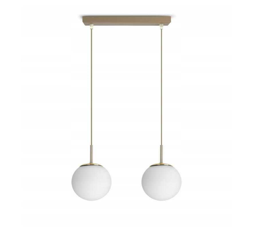 PENDELLEUCHTE ECRU II - Beige/Goldfarben, Glas/Metall (32/14/100cm) - kiki design